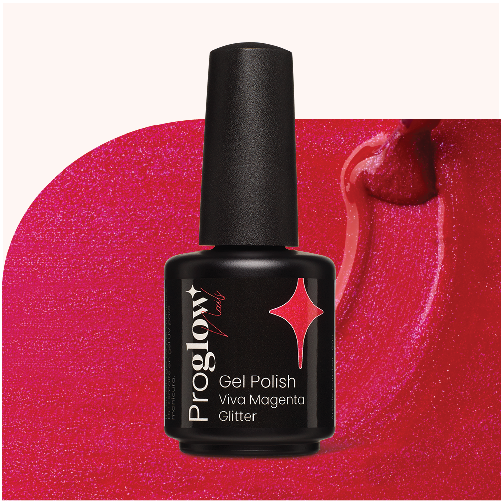 6011 Gel Polish Viva Magenta Glitter 1