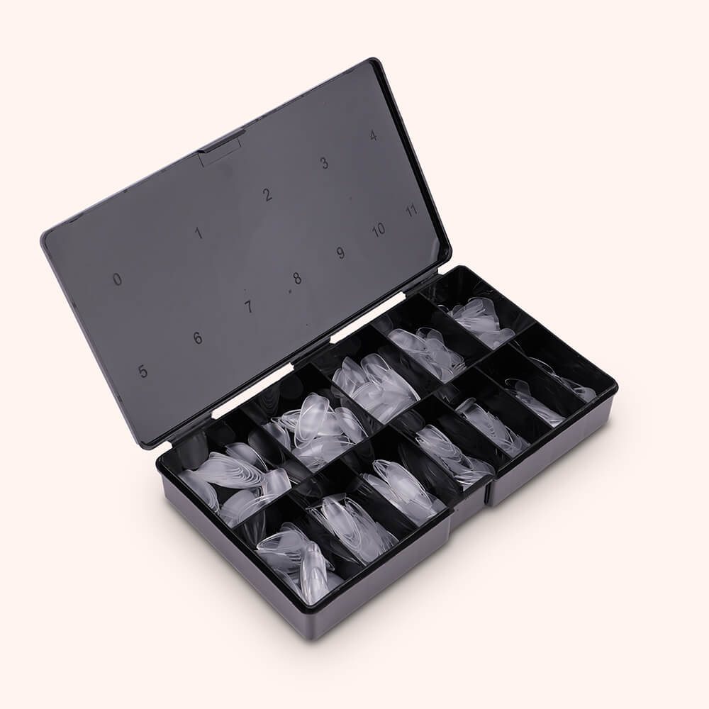Soft Gel-x Nail Tips Half Buffed Long Almond Shape 500