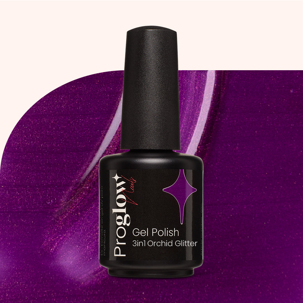 Gel Polish Shellac 3-in-1 No Wipe Orchid Glitter
