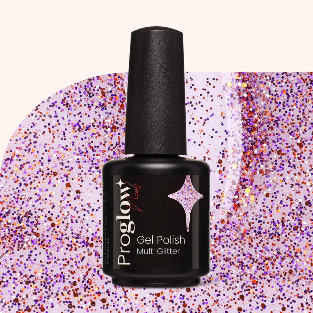 Smalto semipermanente Pink-Purple-Orange Glitter