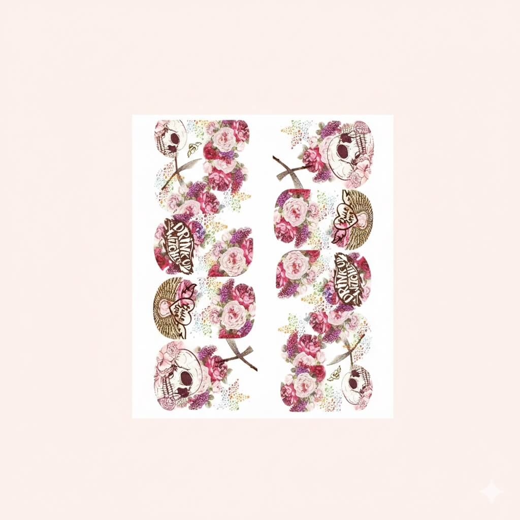 Water Decal Skull Roses 1