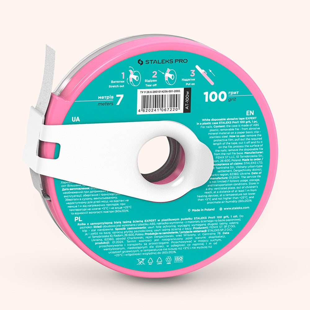 STALEKS Disposable white abrasive tape 100 EXPERT in a plastic case