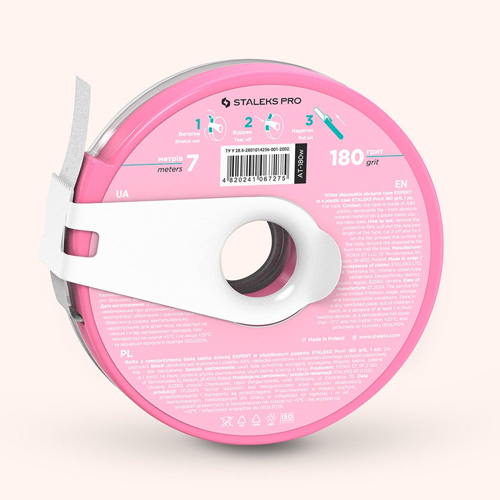STALEKS Disposable white abrasive tape 180 EXPERT in a plastic case