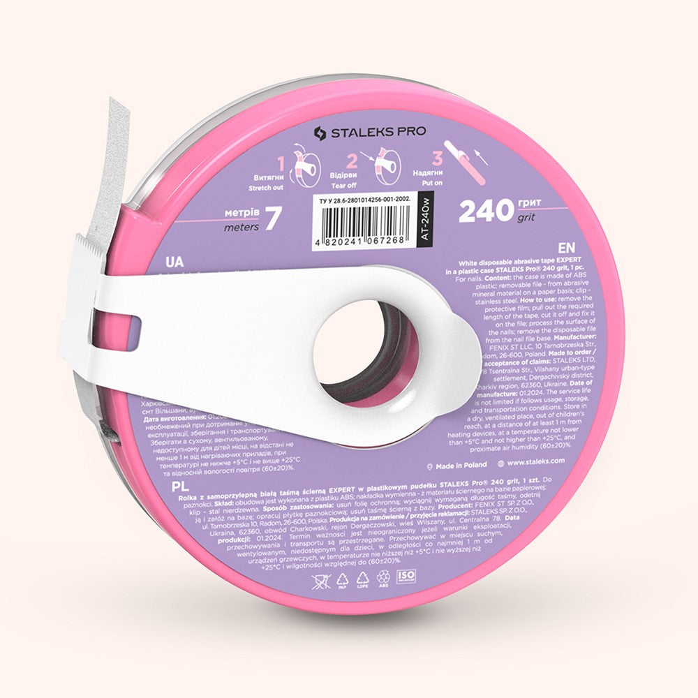 STALEKS Disposable white abrasive tape 240 EXPERT in a plastic case