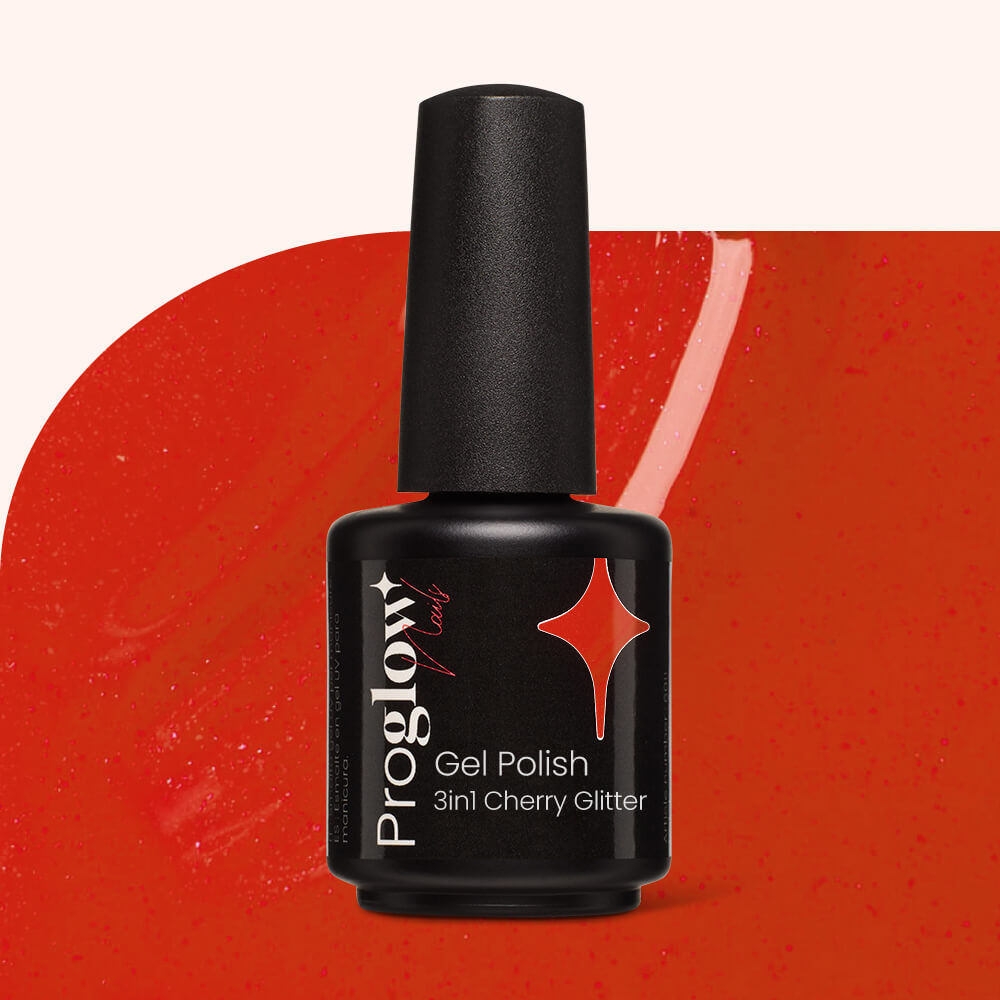 Gel Polish Shellac 3in1 No Wipe Cherry Glitter